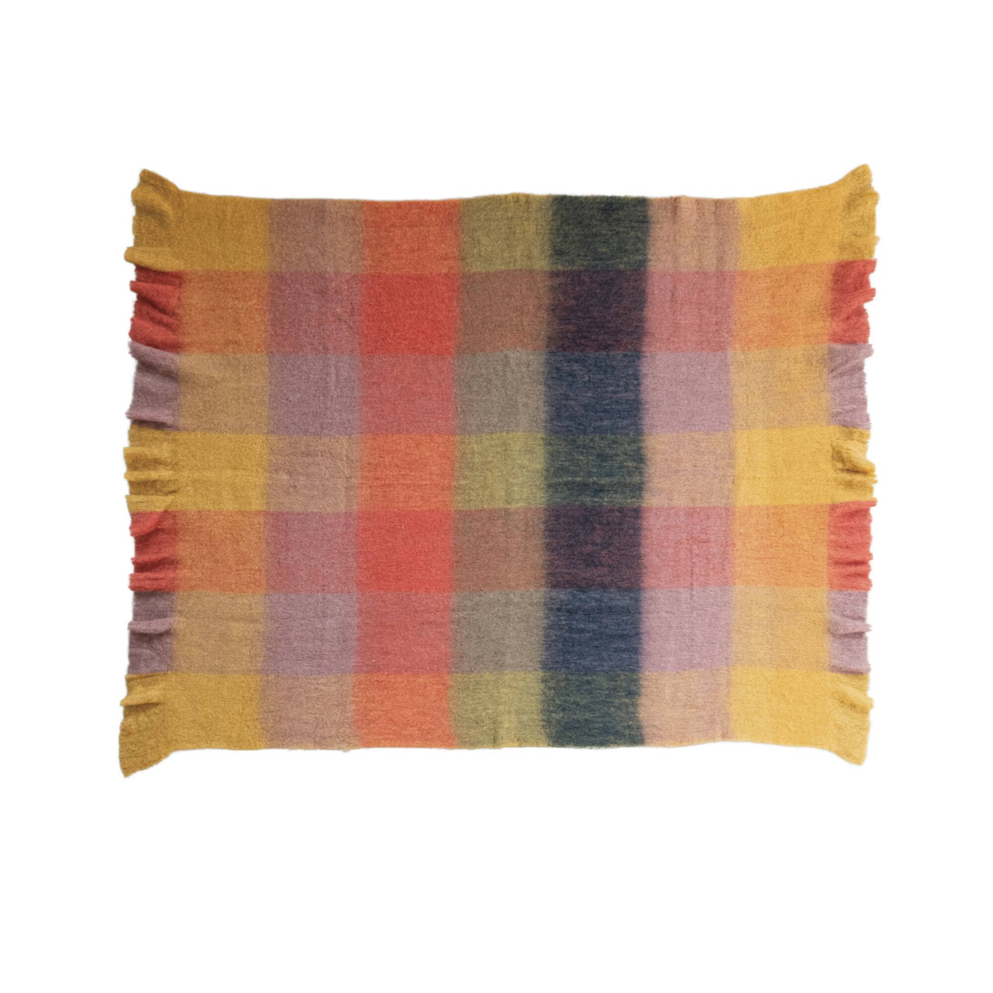 Hello Honey® Gold & Orange Block Wool & Acrylic Ruffled Throw Blanket